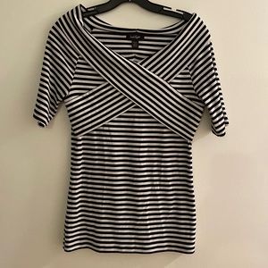 Lord and Taylor off the should stripes t-shirt material.